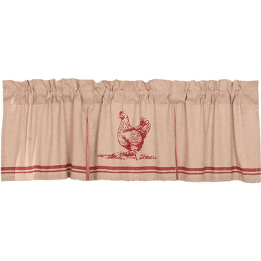 Sawyer Mill Red Chicken Valance Pleated Curtain 20x72 VHC Brands - The Fox Decor